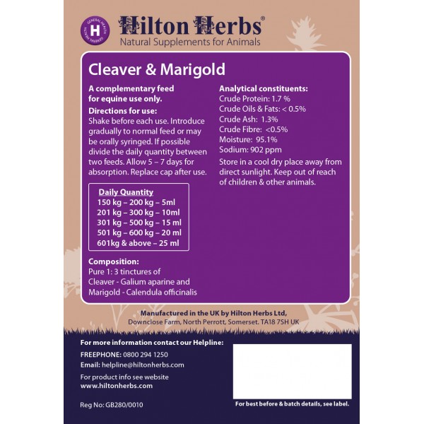 Cleaver & Marigold Tincture - back label